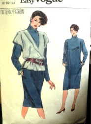 8794 VOGUE LS COLLAR DRESS, PULLOVER V VEST PATTERN 8-12, 14-18 CHOICE UNCUT